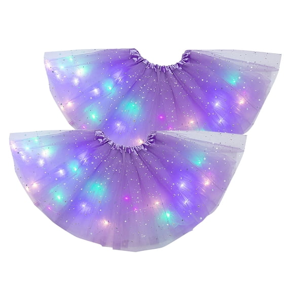 Tanhomme 2PC Tulle Tutu Skirt Women's Vintage Tulle Bubble Tutu Skirt Prom Party Skirt Elastic,Teens 2PC Tutu Skirt Carnival Tulle Skirt With Lights Mini Skirt Stretchy Ballet Skirt Tulle Skirt