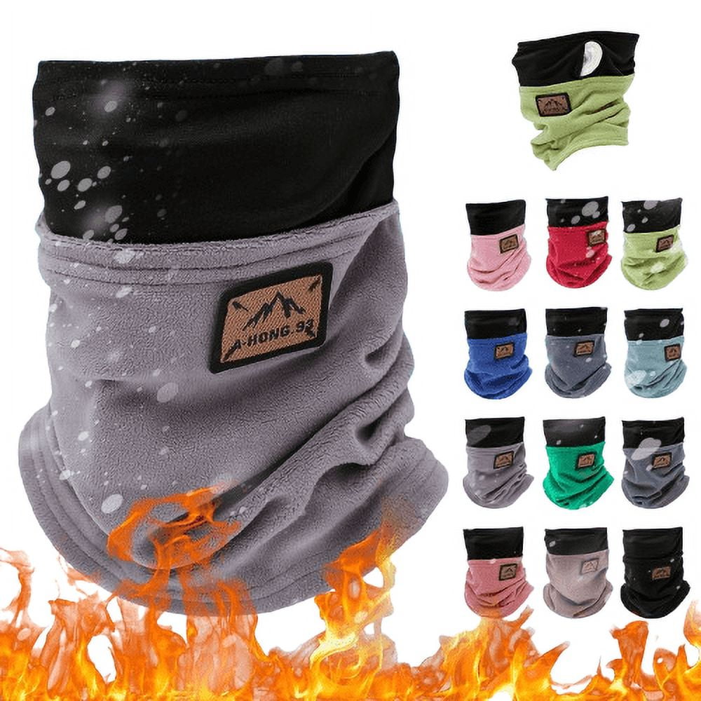 Tanhomme 2Pack Neck Warmer Fleece Neck Gaiter, Winter Faces Cover Ski Scarf Neck Cover for Cold Weather Autumn Winter Printed Warm Short Plush Neck Cover Men Women Knit Bib Neck Cover Bib