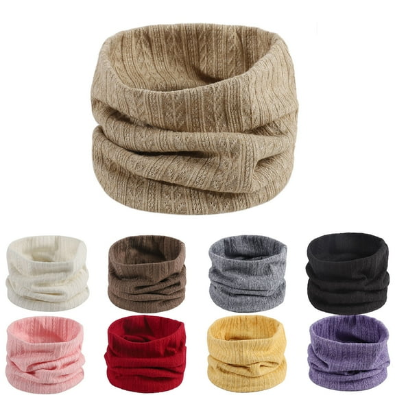 Tanhomme 2Pack Scarf Winter Double-Layer Neck Warmer Knit Fleece Lined Circle Loop Scarves Autumn Winter Models Plush Outside Colourful Patchwork Head Covering Half Patchwork Scarf Cover