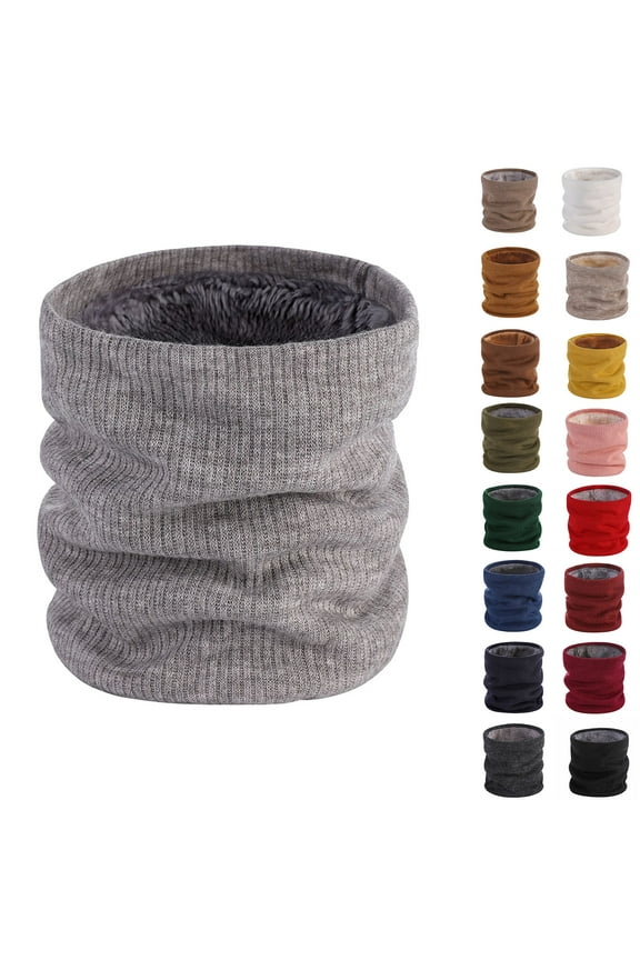 2Pack Scarf Winter Double-Layer Neck Warmer Knit Fleece Lined Circle Loop Scarves Scarf Winter Double Layer Neck Warmer Knit Fleece Lined Circle Loop Scarves Gifts