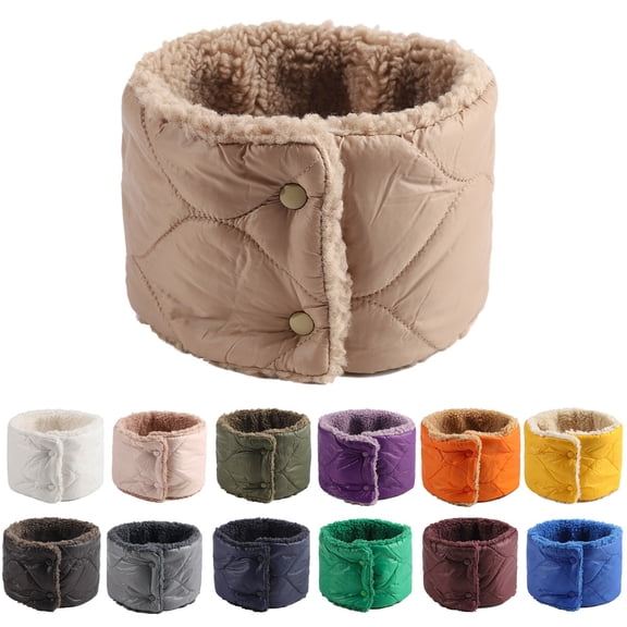 Tanhomme 2Pack Scarf Winter Double-Layer Neck Warmer Knit Fleece Lined Circle Loop Scarves Winter Neck Warmer Two Color Stripes Neck Cover Soft Brushed Face Scarf Outdoor Face Protecting Knitted Face