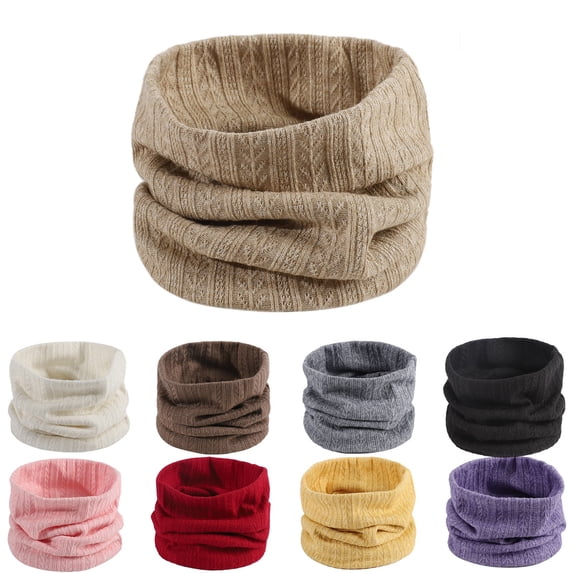 Tanhomme 2Pack Scarf Winter Double-Layer Neck Warmer Knit Fleece Lined Circle Loop Scarves Women&Men Winter Slouchy Knit Warm Scarf Knitted Wool Bib Windproof Scarf
