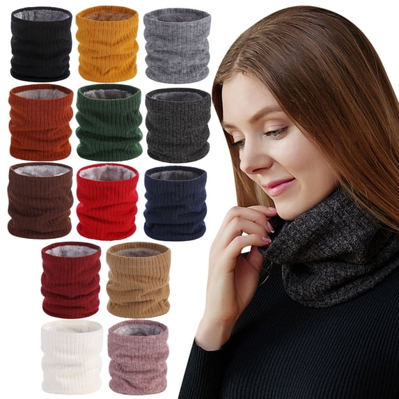 Tanhomme 2Pack Winter Neck Warmer Gaiter Fleece Windproof Cover Cold Weather Scarf for Men & Women Winter Neck Warmer Two Color Neck Cover Soft Brushed Face Scarf Outdoor Face Knitted Face