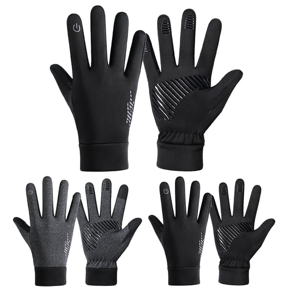 Tanhomme 2Pairs Running Gloves Warm Gloves Mittens Liners Women Men Gloves Cycling Bike Sports Compression Gloves Warm fleece windproof Water-proof antiskid outdoor sports zipper gloves
