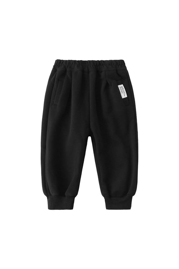 Boys Girls Sweatpants Winter Warm Jogger Pants Children Thickened Trousers Autumn Winter Boys' Composite Fleece Sweatpants Baby Warm Trousers