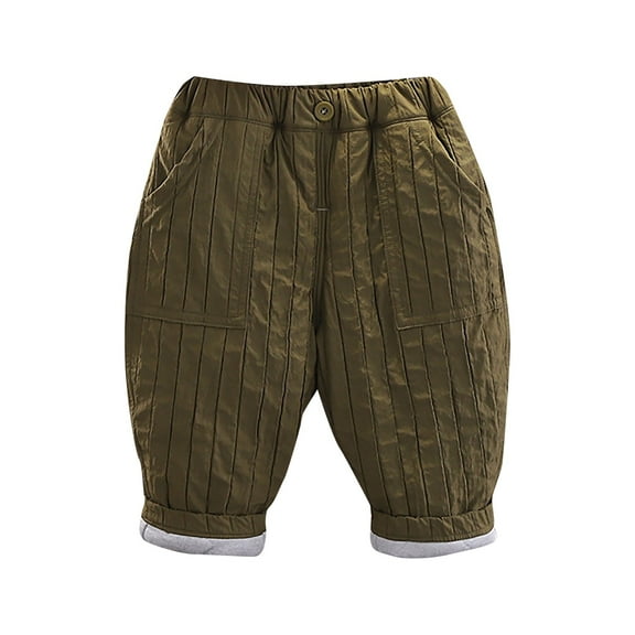 Tanhomme Boys Girls Winter Warm Jogger Pant Fleece Lined Elastic Waist Sweatpants Children's Flannel Pants With Winter Thickness Cotton Padded Thick Pants Baby Warm Pants Winter Cotton Pants