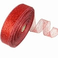 Tanhomme Christmas Ribbon Printed Satin Ribbons Metallic Glitter Fabric