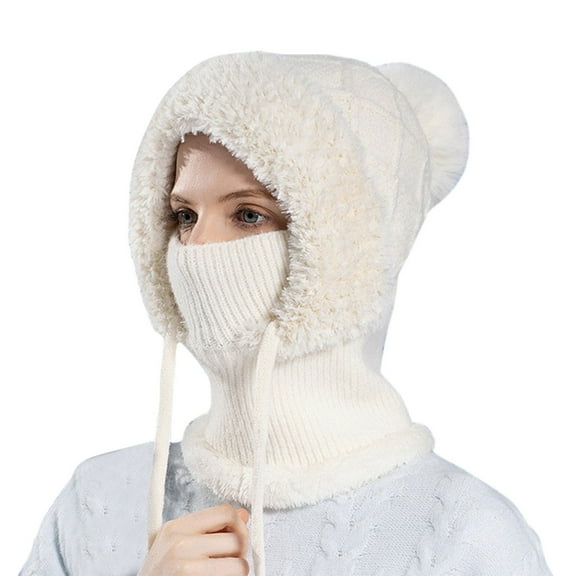 Tanhomme Fleece Hood Cycling Ski Thermal Face-Cover Hat Winter Warm Cap Scarf for Cold Weather Knitted Hat Winter Cycling Windproof Warm Cap Winter Hats Warm Winter Plain Knit Hat