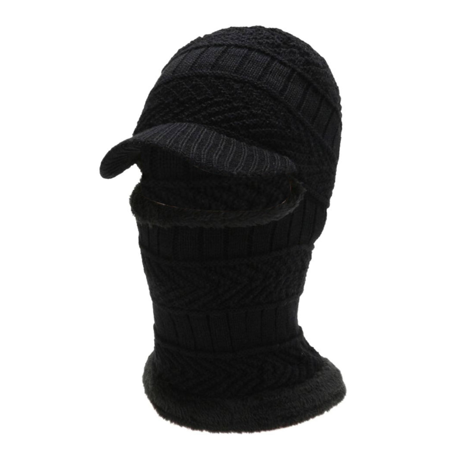 Tanhomme Fleece Ski Covers Winter Face-Cover Windproof Hooded Scarf Cold Weather Hat Neck Warmer Autumn Winter Outdoor Warmth Covering Face Riding Neck Integrated Plush Pullover Knitted Hat