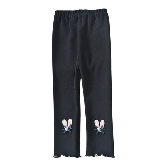 Tanhomme Girls Cotton Fleece Lined Leggings Thick Thermal Pants Warm Tights Girls'Leggings Autumn Winter Thickened Cotton Pants Children Plush Cotton Pants Big Kids Warm Winter