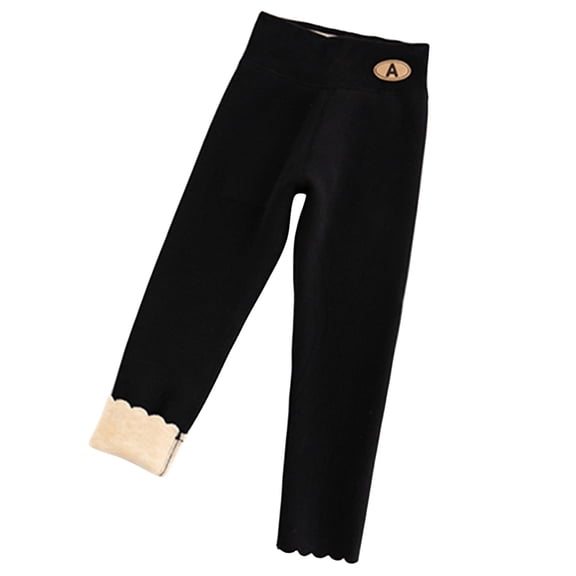 Tanhomme Girls Cotton Fleece Lined Leggings Thick Thermal Pants Warm Tights Winter Girls Pants Padded Warm Girls Bottoming Sweet Pretty Pants Children Pants