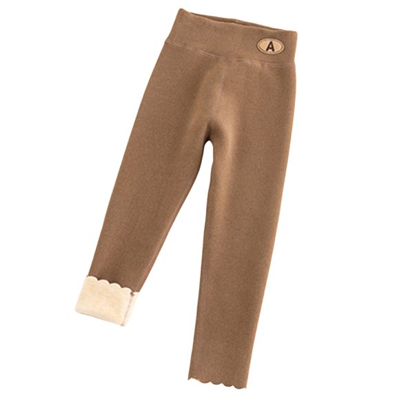 Tanhomme Girls Fleece Lined Leggings Thick Pants Tights Warm Clothes for Kid Winter Girls Pants Padded Warm Girls Bottoming Sweet Pretty Pants Children Pants