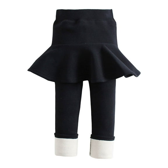 Tanhomme Girls Fleece Lined Leggings kids Winter Thick Warm Pants fleece pants girls Winter Children Pants Girls Plus Fleece Thick Leggings Winter Two Culottes Large Children Solid Color Pants