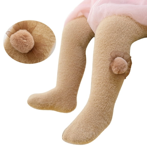 Tanhomme Girls Leggings Thick Thermal Pants Warm Tights Baby Girls Soft Warm Winter Tights Stocking Cotton Toddler Full Length Pants Tights Cute Plus Fleece Children Leggings Pantyhose