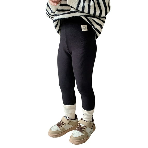 Tanhomme Girls Winter Leggings Pants Warm Stretchy Thermal Tights Pants Toddler Kids Baby Girls Cotton Thick Fleece Lined Warm Leggings Knitted Pantihose Stretchy Ninth Ankle Length Pants Stocking
