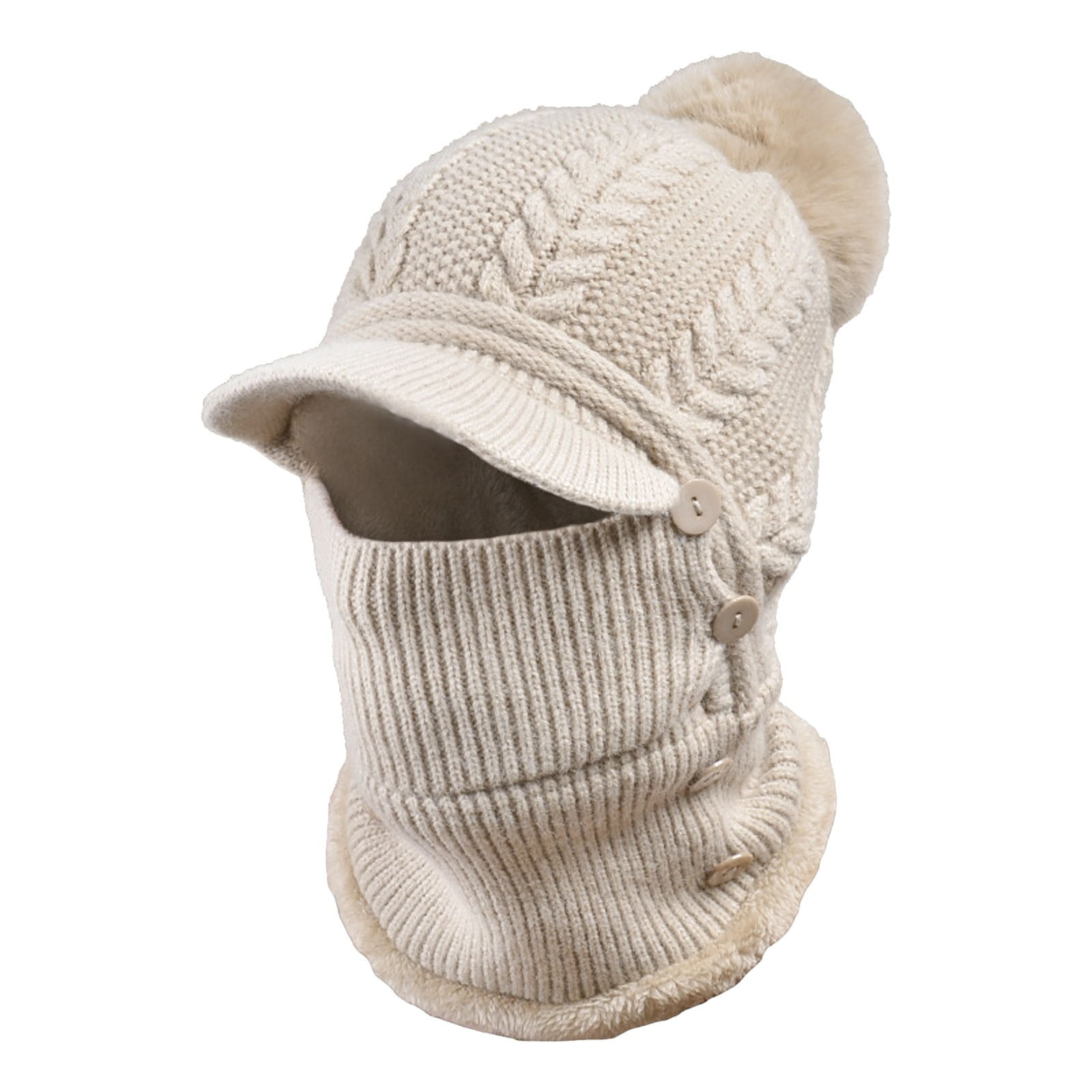 Tanhomme Hood Ski Covers Winter Face Neck Head Cover Scarf Windproof Fleece Warmer Thermal Cold Weather Hat Winter Women's Knitted Pullover Ear Warm Cold Dome Pullover Hat