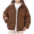 thumbnail image 1 of Tanhomme Men Heavyweight Fleece Sweatshirt Thick Lined Male Quilted Jacket Winter Unisex Hooded Thickened Padded Jacket With Zip Outdoor Long Sleeve Coat Transition Jacket Winter Wadded Jacket, 1 of 4