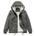 thumbnail image 1 of Tanhomme Men's Casual Leather Motorcycle Jacket With A Removable Hood Men's Winter Lamb Wool Large Size Hooded Padded Jacket With Wool Overalls Quilted Jacket, 1 of 2