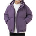 thumbnail image 1 of Tanhomme Men's Fleece Jackets Thermal Coats Male Quilted Jacket Winter Unisex Hooded Thickened Padded Jacket With Zip Outdoor Long Sleeve Coat Casual Transition Jacket Winter Wadded Jacket, 1 of 5