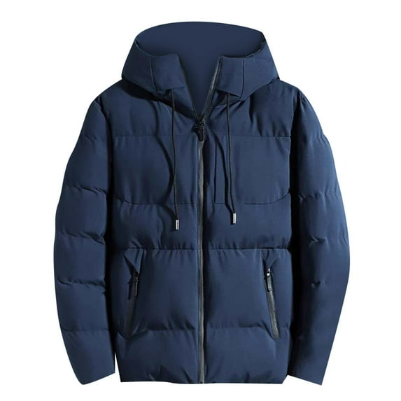 Tanhomme Men's Hooded Softshell Jacket Lightweight Insulated Windbreaker Fleece Lined Rain Jacket Men's Winter New Thick Down Cotton Jacket Warm Cotton Jacket Top