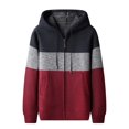 thumbnail image 1 of Tanhomme Men's Lightweight Fleece Jacket Hooded Quilted Lined Winter Coats Men's Autumn&Winter Color Matching Hooded Long Sleeved Casual Knitted Sweater Coat, 1 of 6
