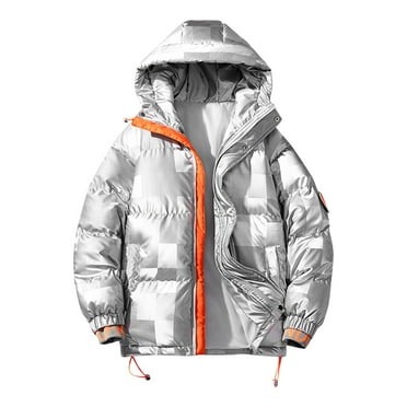 Tanhomme Men's Special Rain Jackets Winter Warm Fleece Softshell Hooded Raincoat Snowboard Custom Winter Plus Cotton And Thick Down Jacket Loose Fashion Bright Face Hooded Jacket For Men