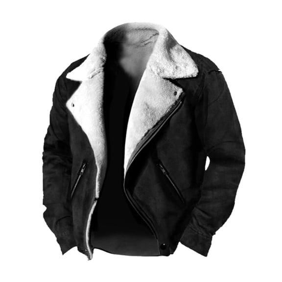 Tanhomme Men's Winter Fleece Thermal Jackets For Men Lined Hoodies Warm Thick Jacket Outerwear Mens Solid Color Simple Plus Velvet Thick Coat Jacket In Autumn And Winter