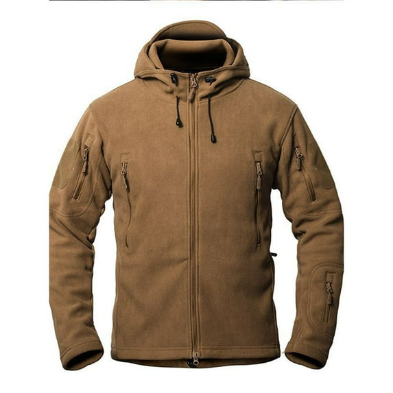 Tanhomme Mens Sherpa-Lined Hoodie Classic Design Coats Men Heavyweight Fleece Sweatshirt Thick Lined Men's Jacket Warm Pockets Outdoor Hooded Coat