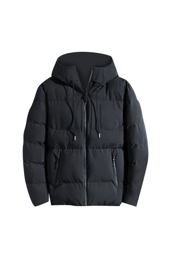 Mens Sherpa-Lined Hoodie Men's Lightweight Packable Hooded Fleece Jacket Men's Winter New Thick Down Cotton Jacket Warm Cotton Jacket Top
