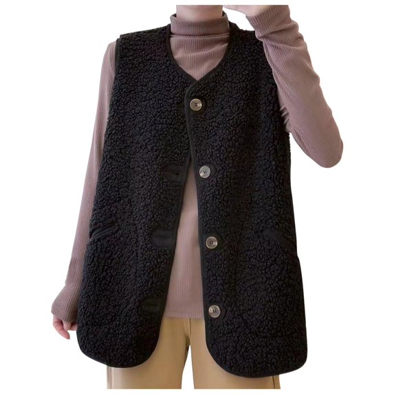Tanhomme Polar Soft Sleeveless Classic Fit Vest Women's Fleece Vest - Lightweight For Fall & Winter Women Winter Solid Plush Composite Vest Jacket Sleeveless Outerwear