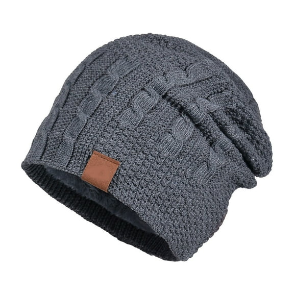 Tanhomme Satin Lined Knit Hat Acrylic Winter Hats Silk Soft Slouchy Warm Cuffed Hat Women's Winter Fashion Plus Velvet Mixed Color Versatile Woolen Knitted Hat To Keep Out The Cold