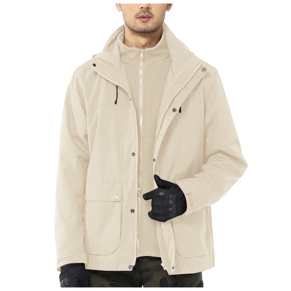 Tanhomme Ski Jacket Warm Winter SnowCoat Water-proof Mountain Windbreaker Snowboarding Jacket for Hiking Traval Men's Winter Warm Fleece Jacket Men's Detachable Two Piece Jacket With Fleece Liner