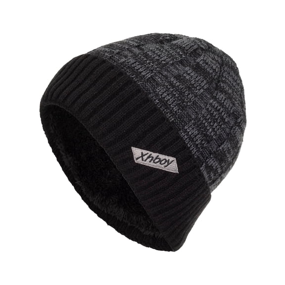Tanhomme Slouchy Knit Cap Warm Stocking Hats Guys Winter Hat Plain Hat Couples Women Men Sport Color Stripes Keep Warm Winter Plush Outdoor Knitted Hats
