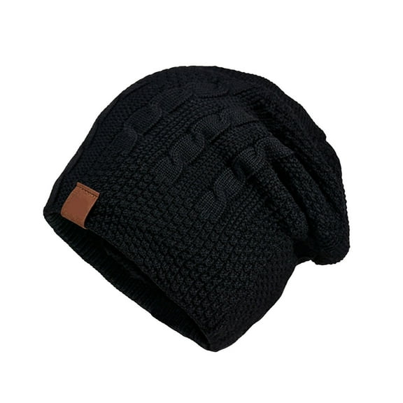 Tanhomme Slouchy Knit Cap Warm Stocking Hats Guys Winter Hat Plain Hat Women's Winter Fashion Plus Velvet Mixed Color Versatile Woolen Knitted Hat To Keep Out The Cold