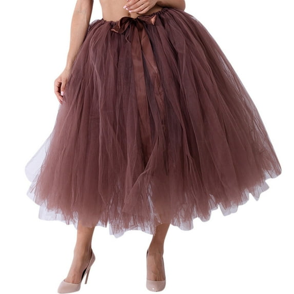 Tanhomme Tulle Skirts for Women Long Length Tutu Fairy Tiered Skirt A Line Mesh Elastic Waist Skirts Mesh Tulle Tutu Skirt Bridesmaid Princess Skirt Bubble Maternity Skirt