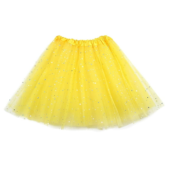 Tanhomme Tutu Skirts for Women Girls Adult Elastic Tulle Tutu Skirt with Sequin Star Retro Bubble Skirt Women's Tutu Skirt Adult Dance Dkirt Triple Star Sequined Mesh Skirt