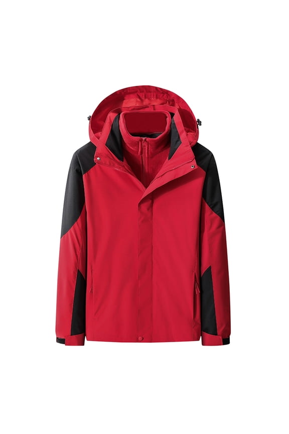 Water-proof Ski Jacket Snowboarding Windbreaker Warm Winter Hooded Mountain Snow Coat Men's Autumn Winter Hooded Water-proof Outdoor Detachable Liner Two-piece Jacket Top Blouse
