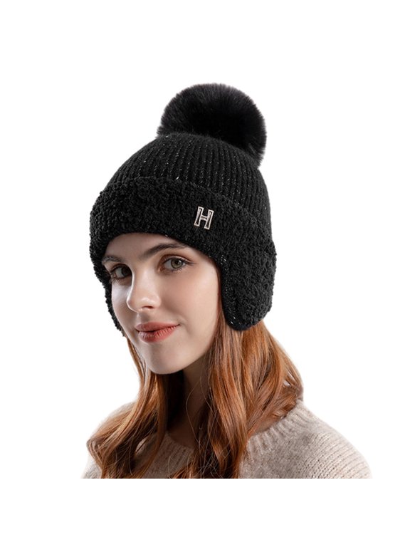 Winter Daily Hat - Thermal Polar Fleece Ski Stocking Cap Women's Winter Fleece Ear Warmers Knitted Hat Cold Weather Thermal Head Cap