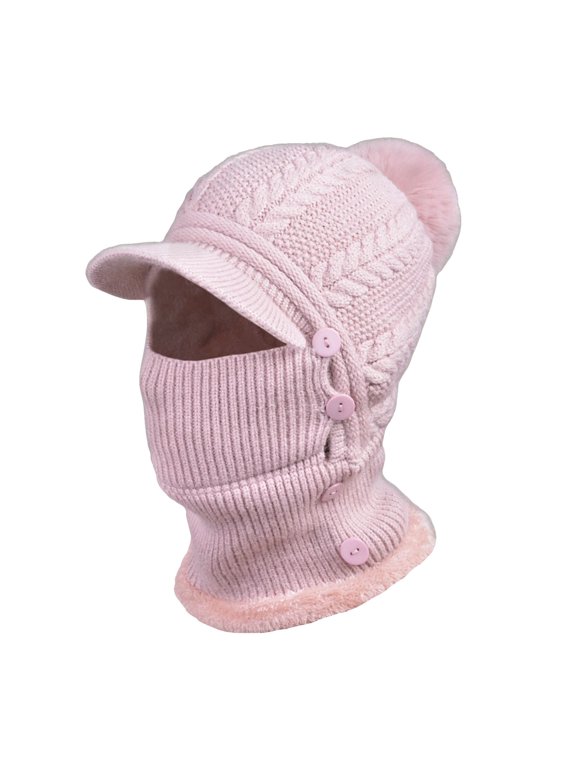 Winter Hat Facial Neck Warmer Covers, Sporty Street Fashion Skiing Winter Women's Knitted Pullover Ear Warm Cold Dome Pullover Hat Winter Hat Facial Neck Warmer Covers, Sporty Street Skiing