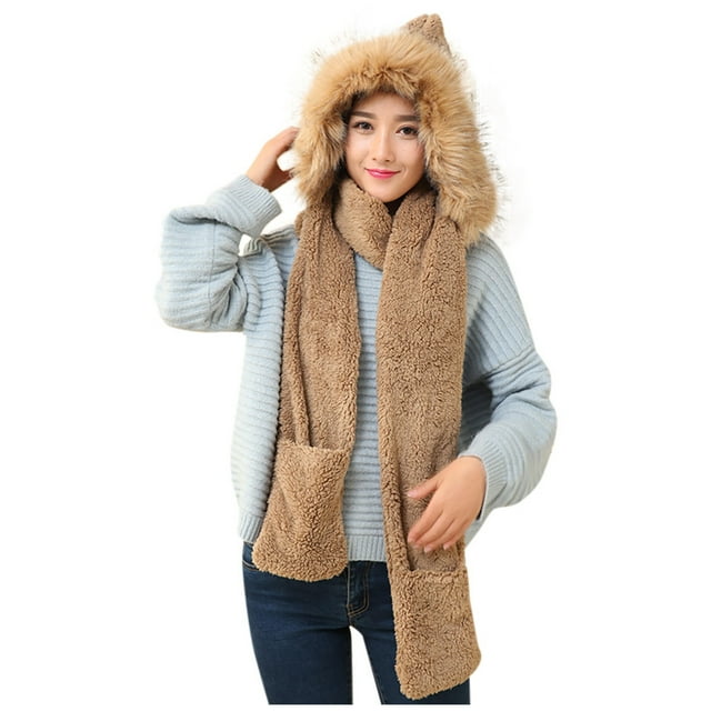 Tanhomme Winter Hat Gloves Scarf Set,Knit Warm Hat Neck Warmer Touching ...