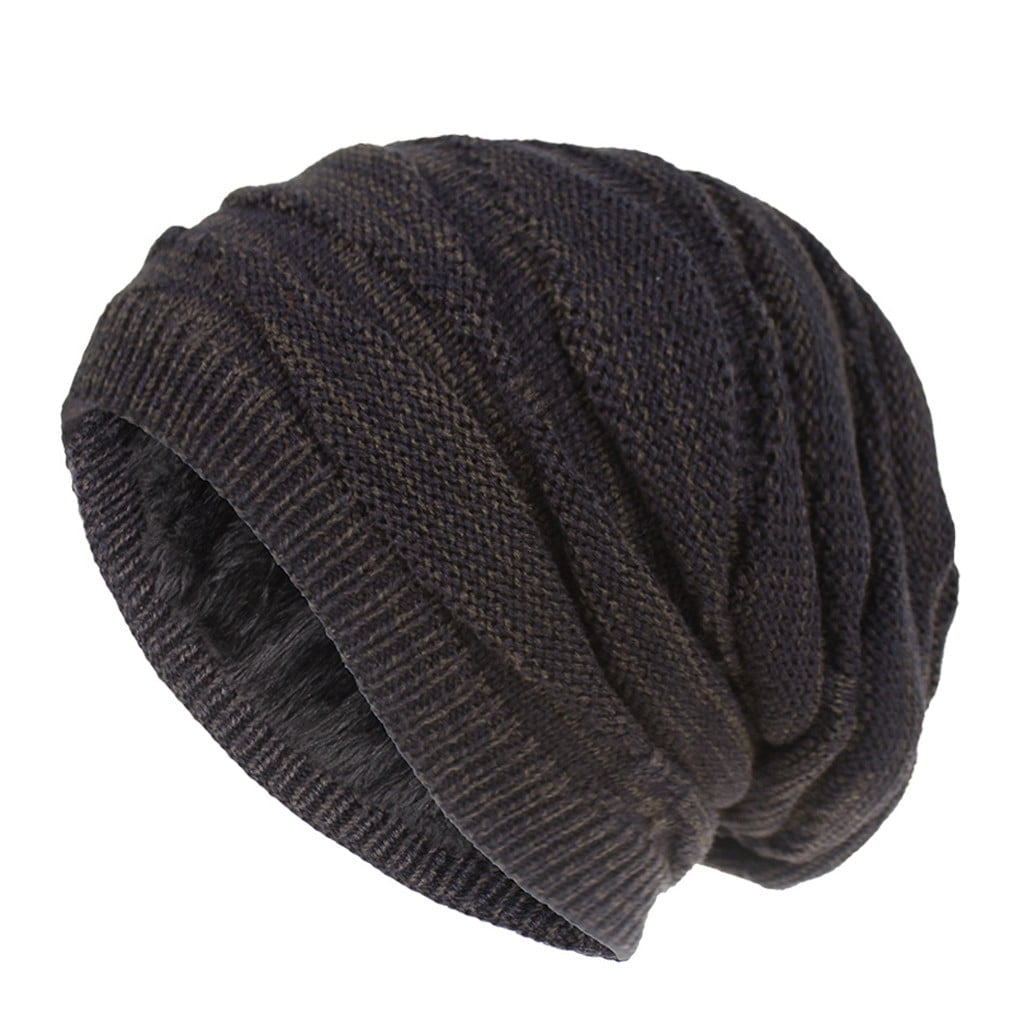 Tanhomme Winter Hat for Satin Knit Slouchy Warm Cap Unisex Skiing Plush Fashion Keep Warm Winter Hats Knitted Cotton Hat Winter Hats for Women Men Silk Soft Slouchy Warm Hat