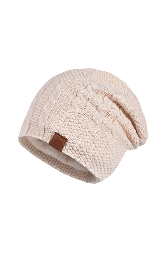 Winter Hat for Satin Knit Slouchy Warm Cap Women's Winter Fashion Plus Velvet Mixed Color Versatile Woolen Knitted Hat To Keep Out The Cold