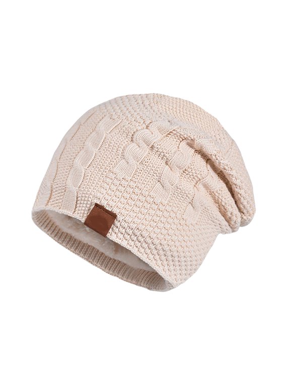 Winter Hat for Satin Knit Slouchy Warm Cap Women's Winter Fashion Plus Velvet Mixed Color Versatile Woolen Knitted Hat To Keep Out The Cold