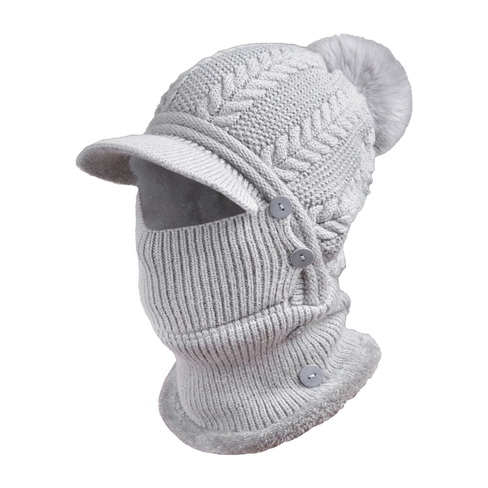 Tanhomme Winter Ski Covers, Fleece Face-Cover Hat Neck Windproof Hooded Scarf Cold Weather Warm Face-Cover Winter Women's Knitted Pullover Ear Warm Cold Dome Pullover Hat