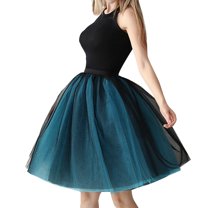 Tanhomme Women Tulle Skirts Layered Tutu Skirt Midi Length Elastic High Waist A Line Skirt Puffy Ballet Skirt Tutu Skirt Two Color Patchwork Pleated Skirt 7 Layer Mesh Skirt