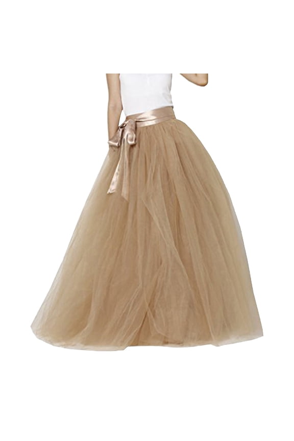 Women Tulle Skirts Layered Tutu Skirt Midi Length Elastic High Waist A Line Skirt Women's High Waist Large Skirt Elastic Belt Mesh Skirt Party Tutu Puffy Skirt