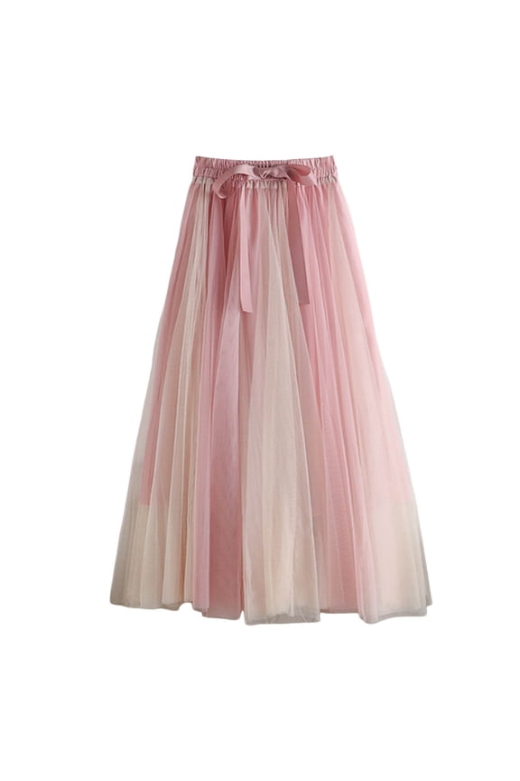 Women Tulle Skirts Layered Tutu Skirt Midi Length Elastic High Waist A Line Skirt Women's A Line Tulle Party Dinner Tutu Skirt Brown Stretchy High Waisted Flared Skirt