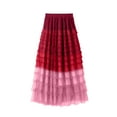 thumbnail image 1 of Tanhomme Women Tulle Skirts Tutu Skirt Midi Length Elastic High Waist A Line Skirt Blocked Cake Skirt High Waisted Contrasting Ruffles Spliced Mesh Skirt Long Tutu Skirt Midi Skirt A Line Skirt, 1 of 3