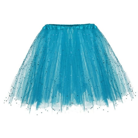 Tanhomme Women's LED Skirt Light Up Tutus Glow Tulle Dance Skirts Party Rave Festival Halloween Clothes Three Layer Tutu Skirt Half Shaggy Skirt Highlights Glitter Hot