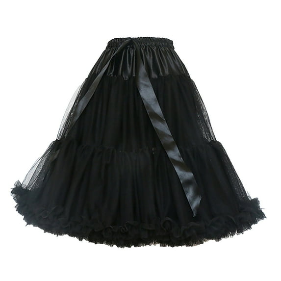 Tanhomme Women's Tulle Skirt Elastic High Waist Pleated A-line Midi Skirt Layered Mesh Flowy Tutu Skirts Women's Petticoat Puffy Tutu Tulle Skirt Skirts Ballet Dance Pettiskirts Underskirt